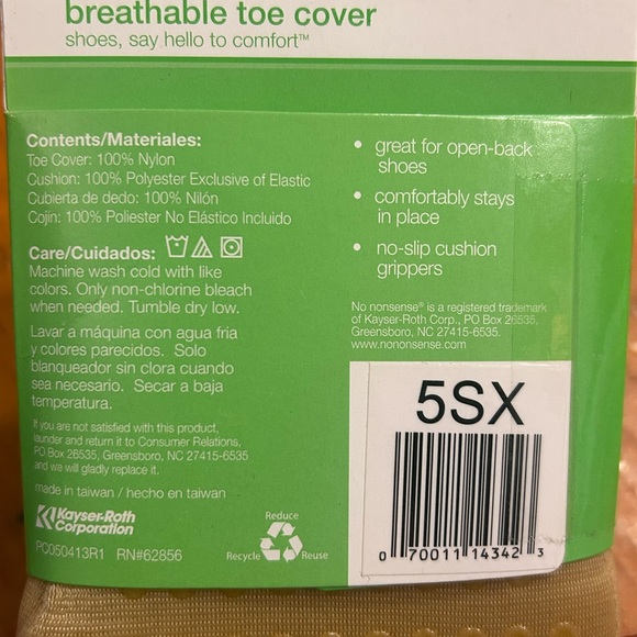 NWT One Size Firs Most No Nonsense Breathable Toe Covers with cushion grippers - Picture 4 of 4